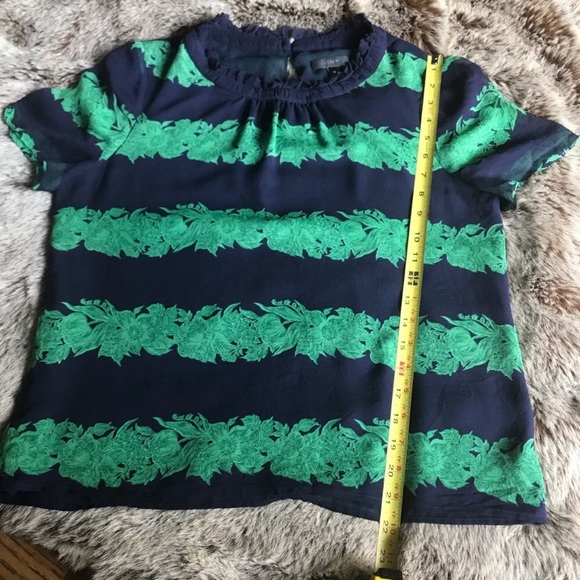 J. Crew Navy and Green Floral Blouse - Picture 6 of 8